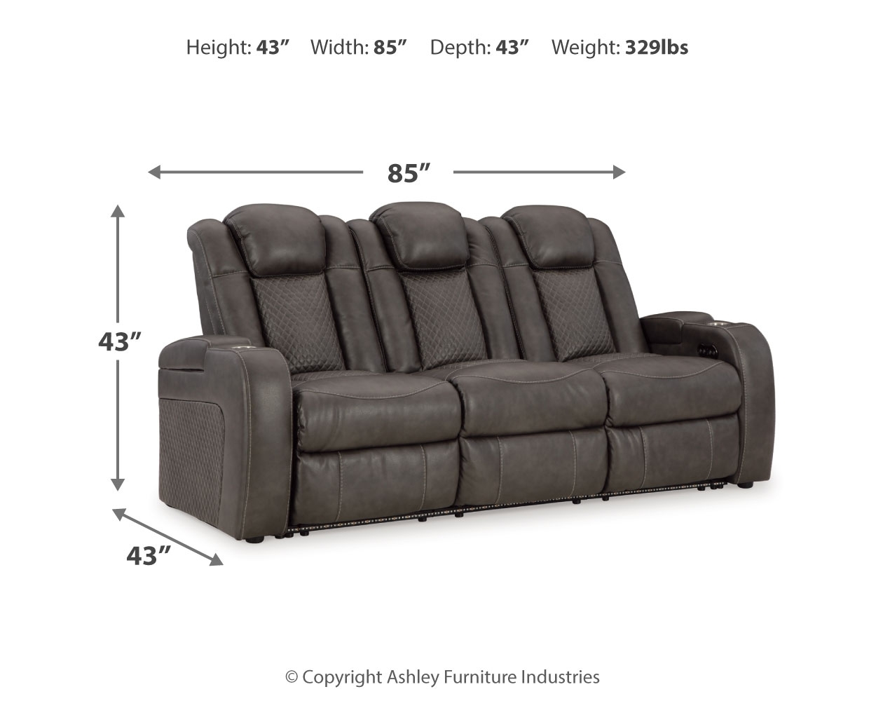 Pwr Rec Sofa With Adj Headrest