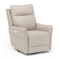 Contemporary Swivel Recliner with Power Headrest & Lumbar