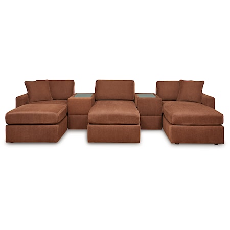 5-Piece Sectional And 3 Ottomans