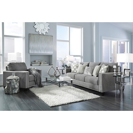 Casual 2-Piece Living Room Set with Sofa and Chair