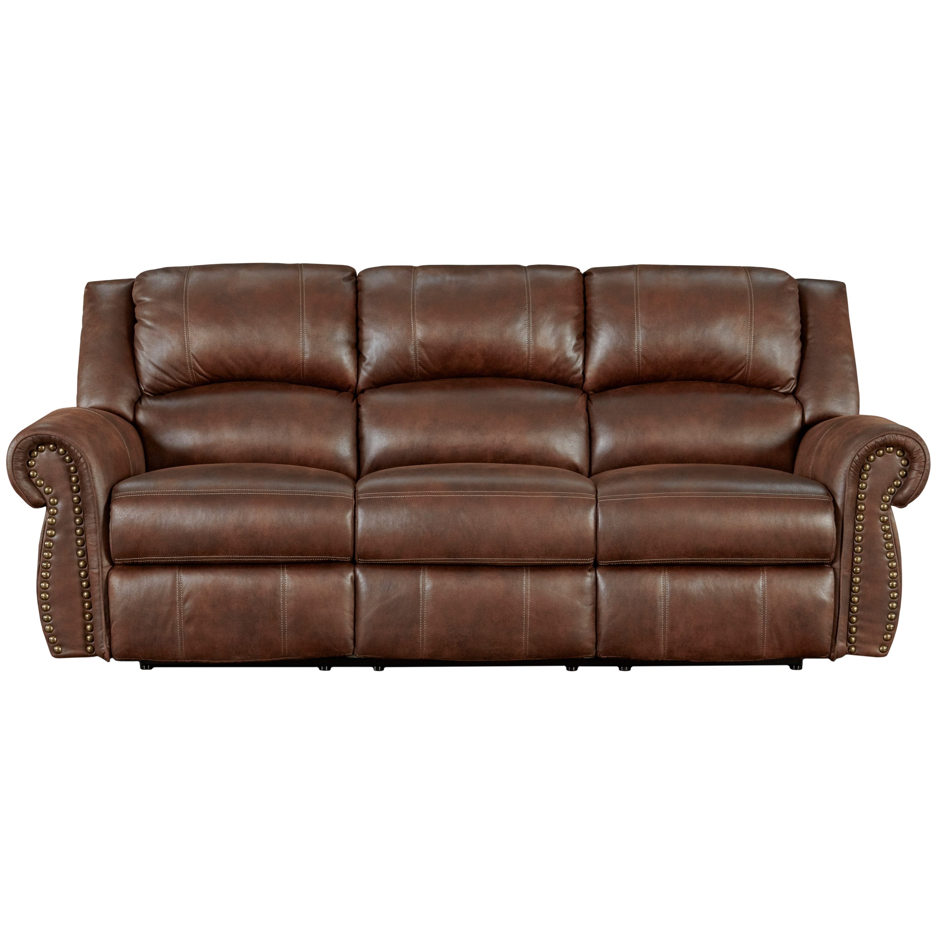 Reclining sofa with nailhead outlet trim