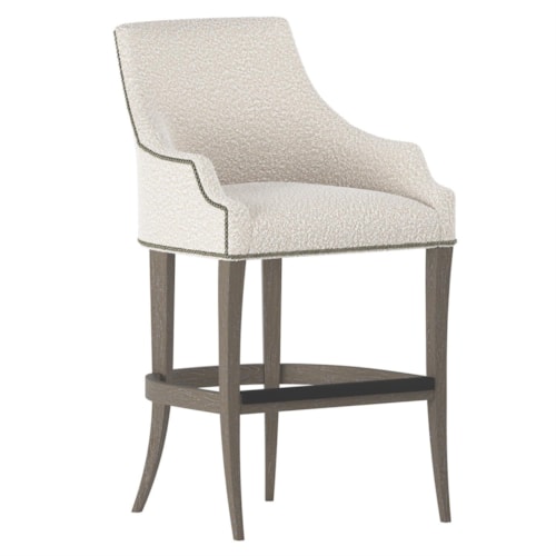 Upholstered Bar Stool With Nail Head Trim