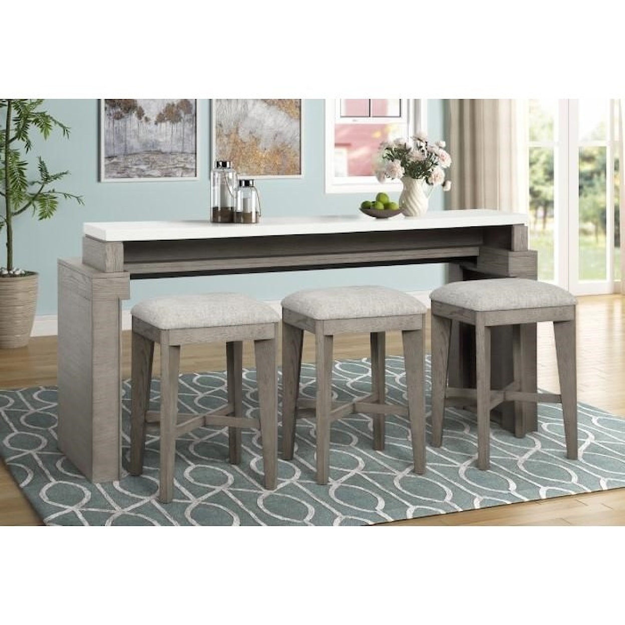 Paramount Furniture Pure Modern Everywhere Console with 3 Stools