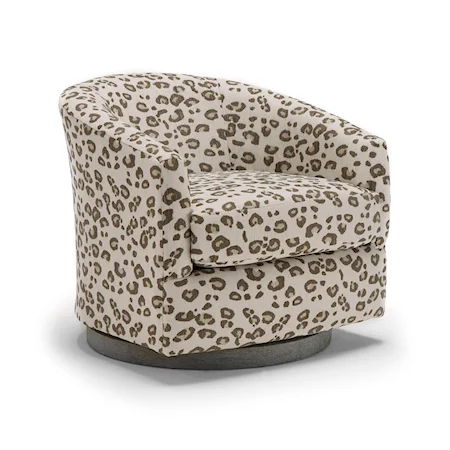 Contemporary Swivel Barrel Chair with Wood Base