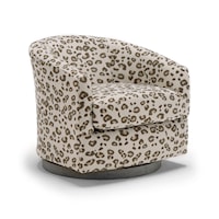 Contemporary Swivel Barrel Chair with Wood Base