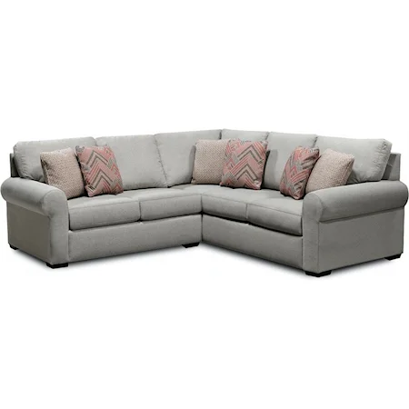 Casual Sectional Sofa with Rolled Arms