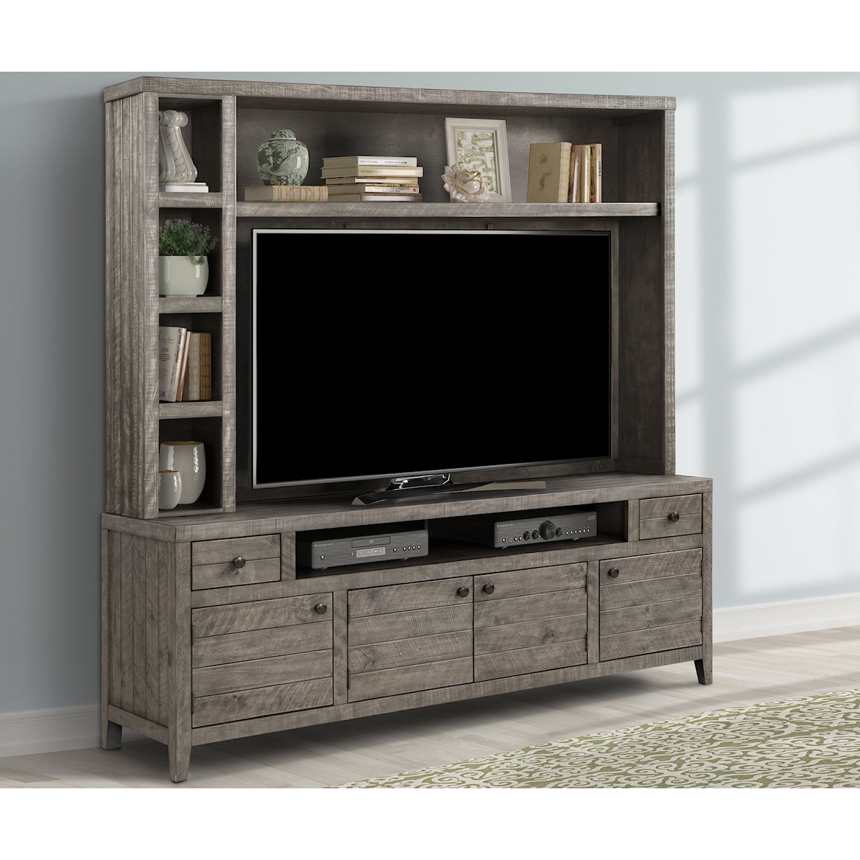 PH Tempe - Grey Stone TV Console with Hutch