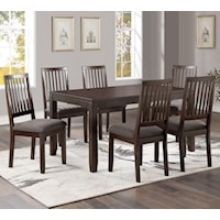 7-Pack Dining Set with Rectangular Table and Slat Back Chairs