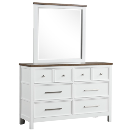 Dresser and Mirror Set