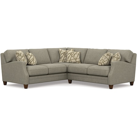 Transitional 3-Piece Sectional Sofa with RAF Loveseat