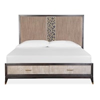 Transitional King Upholstered Storage Bed
