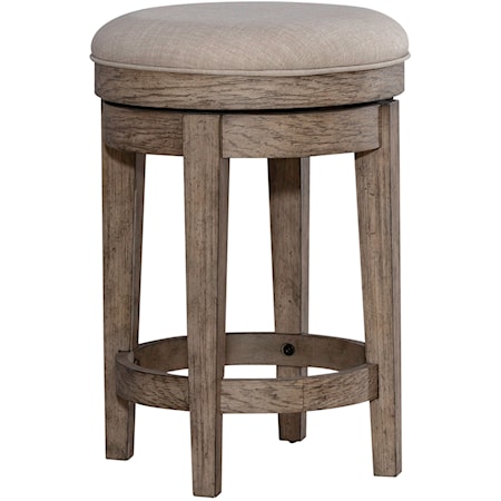 Contemporary Swivel Counter-Height Stool with Upholstered Seat