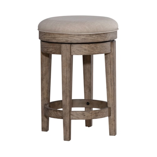 Contemporary Swivel Counter-Height Stool with Upholstered Seat