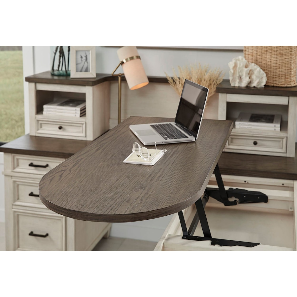 Aspenhome Eileen Single Pedestal Desk+Hutch+Return