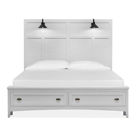 California King Lamp Panel Storage Bed