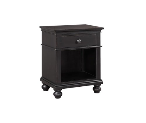 Traditional 1-Drawer Nightstand with Felt-Lined Drawer