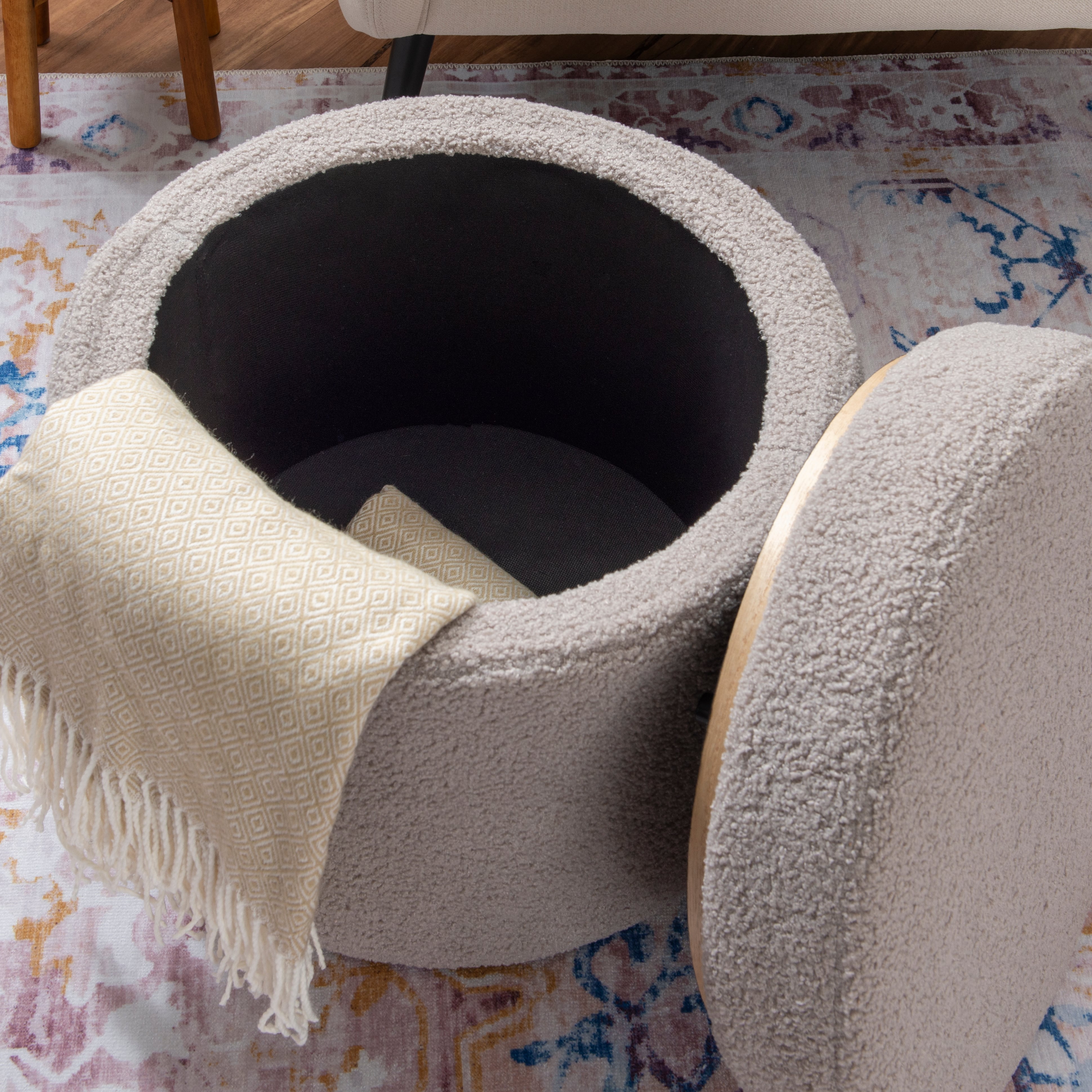 Round Storage Ottoman