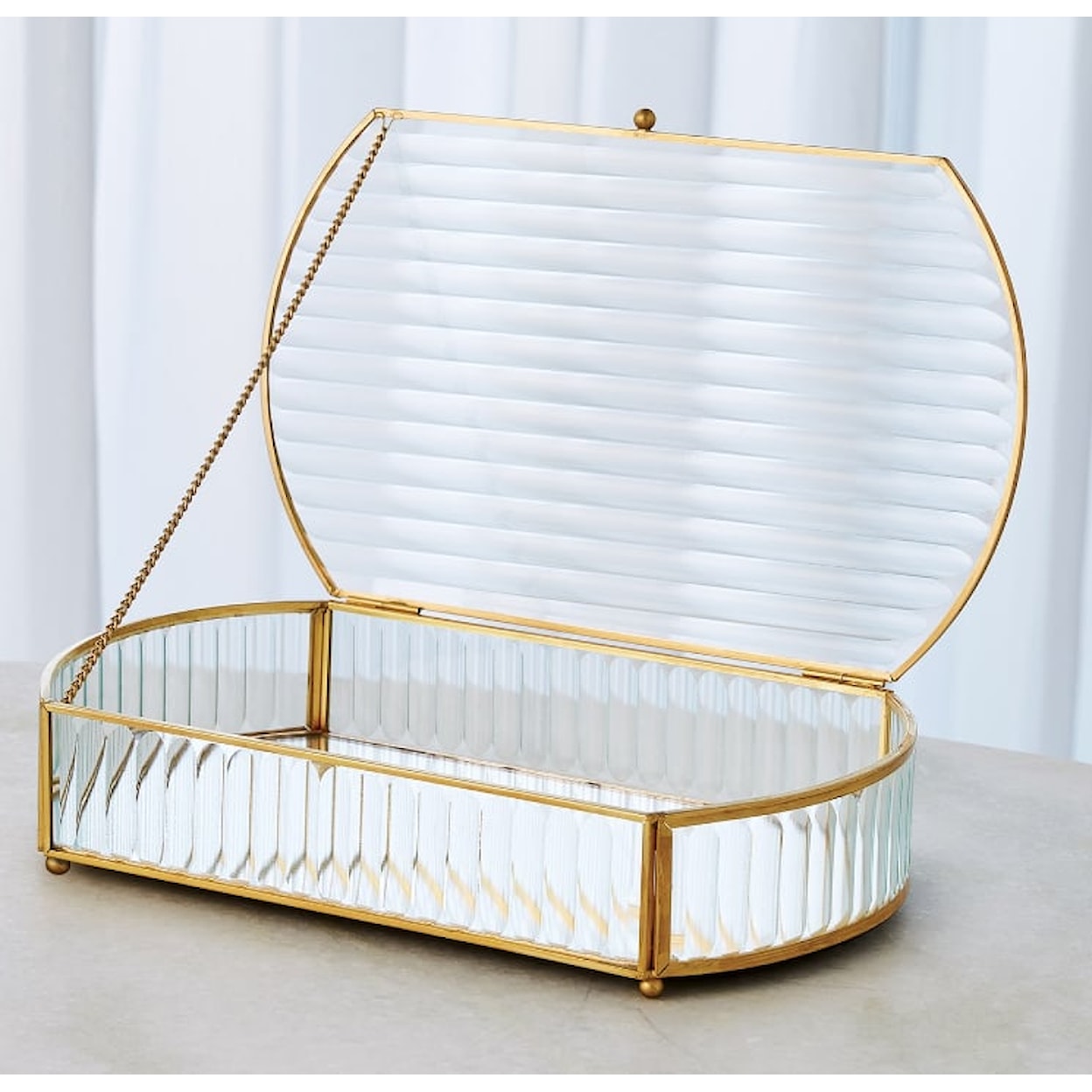 Global Views Parade REEDED GLASS OVAL BOX LRG