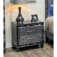 Glam 2-Drawer Nightstand with Chrome Handles