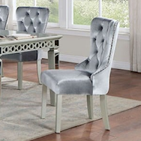 Glam Wingback Dining Chair with Crystal-like Acrylic Buttons