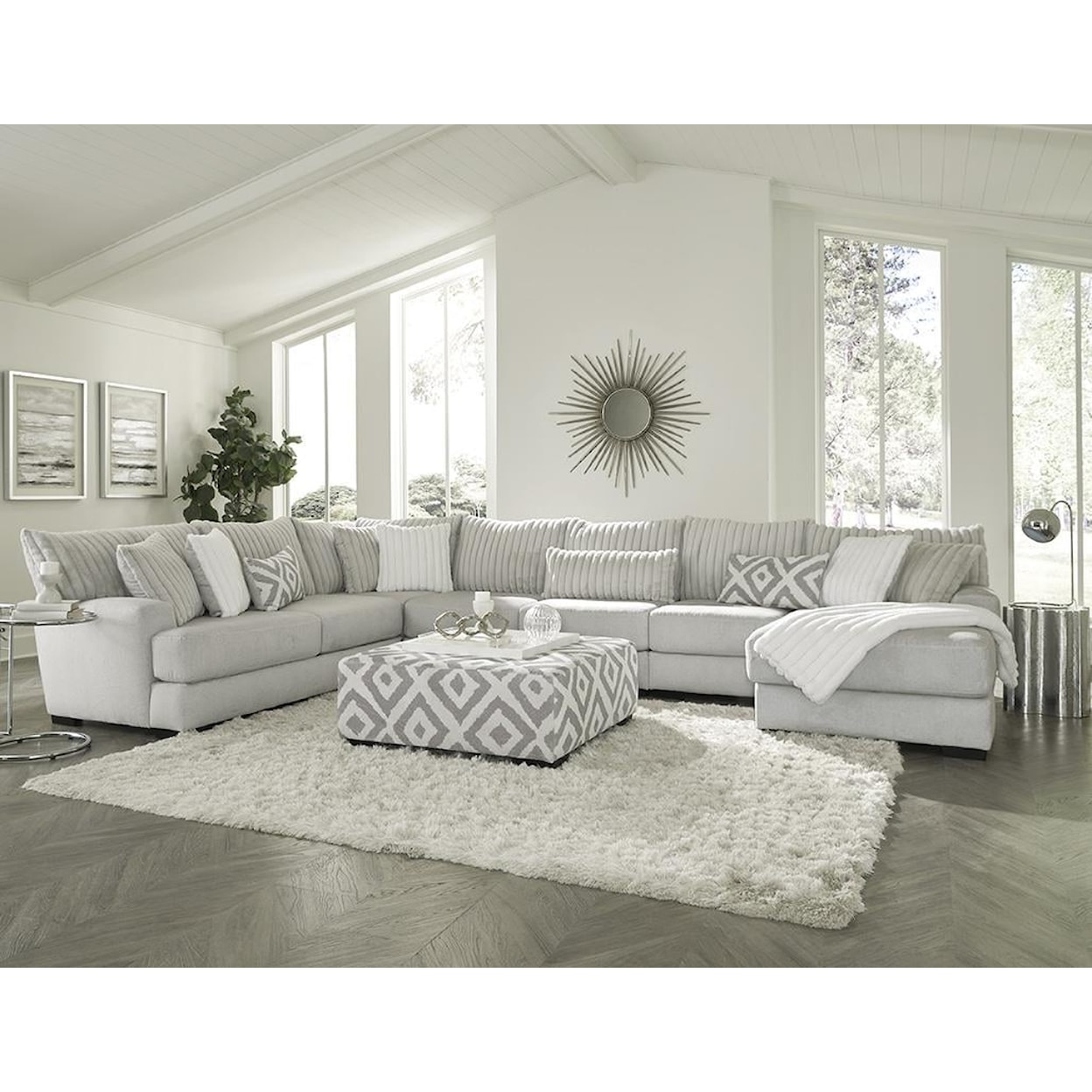 Albany 938 Tweed Silver 4-Piece Sectional Sofa