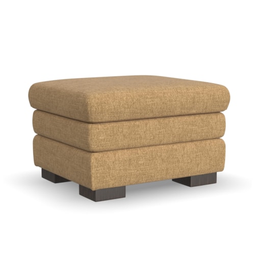 Transitional Ottoman with Block Legs