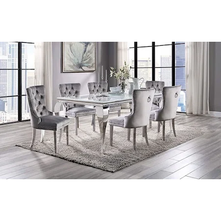 Coaster Table Glam 7-Piece Dining Set with Gray