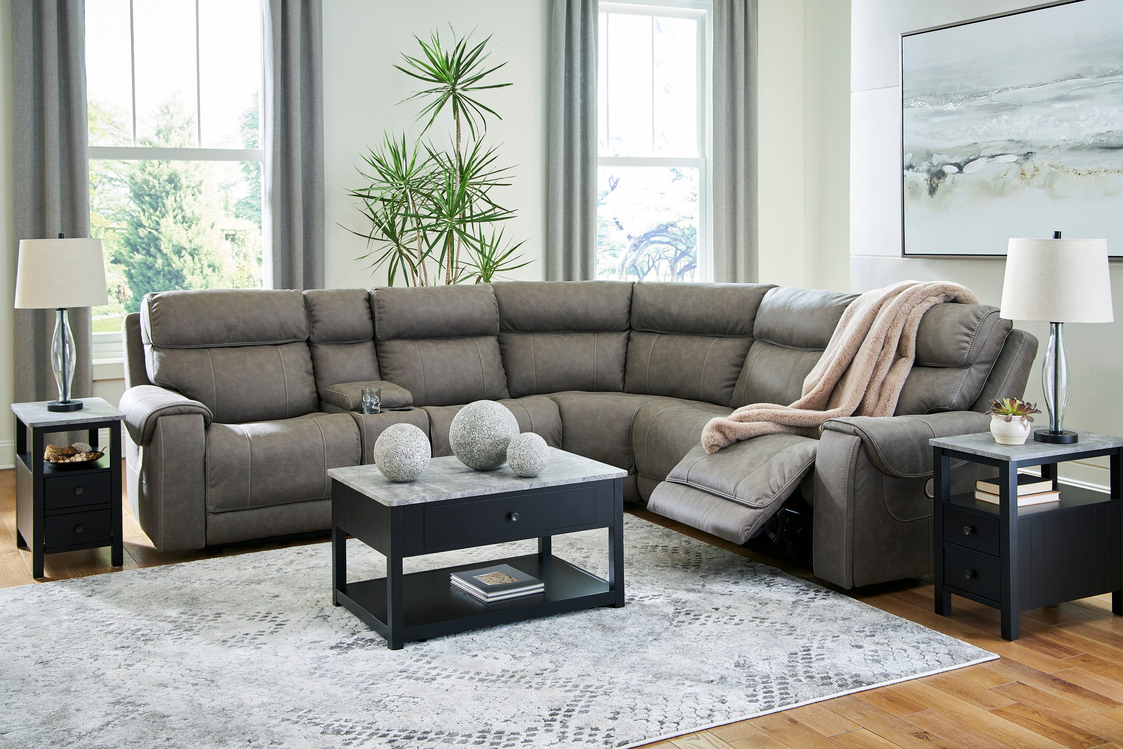 Stylish discount reclining sectional