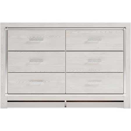 Glam 6-Drawer Dresser with Chrome Finish Accents