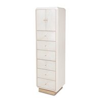Transitional 6-Drawer Swivel Lingerie Chest with Plinth Base