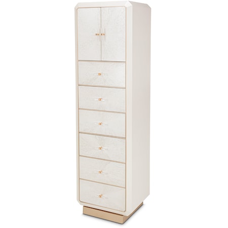 Transitional 6-Drawer Swivel Lingerie Chest with Plinth Base