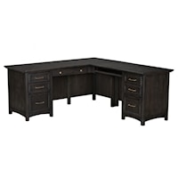 Transitional L-Shaped Desk with Locking File Drawers