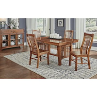 Rectangular 5-Piece Trestle Dining Table and Slat Back Chair Set
