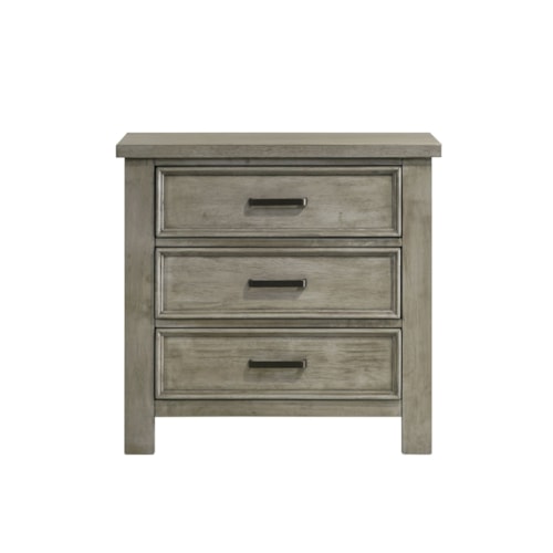 Transitional 3-Drawer Nightstand with Felt-Lined Top Drawer