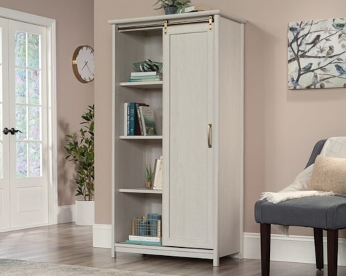 Coastal Storage Cabinet with Sliding Door & Adjustable Shelves