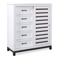 Transitional Sliding Door Chest with Adjustable Shelves