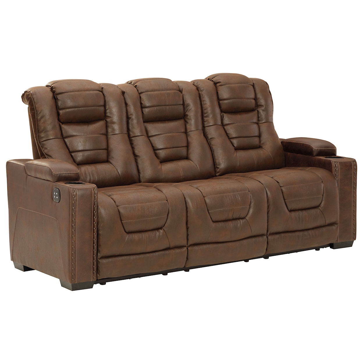 Ashley Furniture Signature Design Owner's Box Power Reclining Sofa w/ Adjustable Headrests