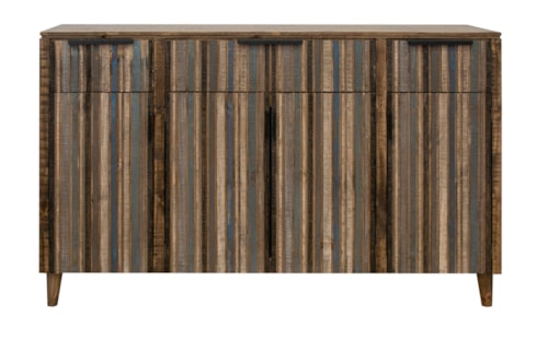 Rustic 4-Door Console with 3 Drawers