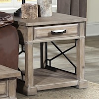 Transitional 1-Drawer End Table with Outlet and USB Ports