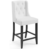 Tufted Button Faux Leather Counter Stool