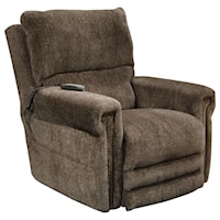 Transitional Lay Flat Power Recliner with Power Headrest and Lumbar Power