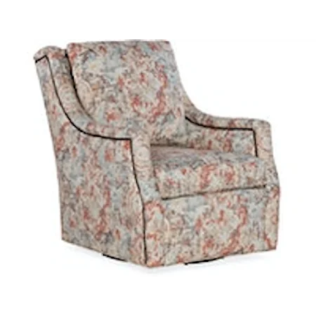 Transitional Swivel Chair with Nailhead Border