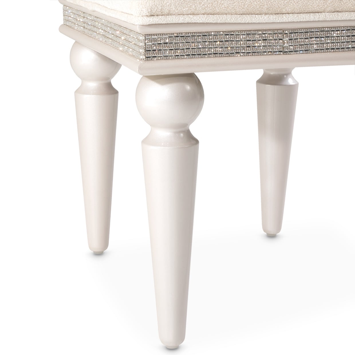 Michael Amini Glimmering Heights Upholstered Vanity Bench