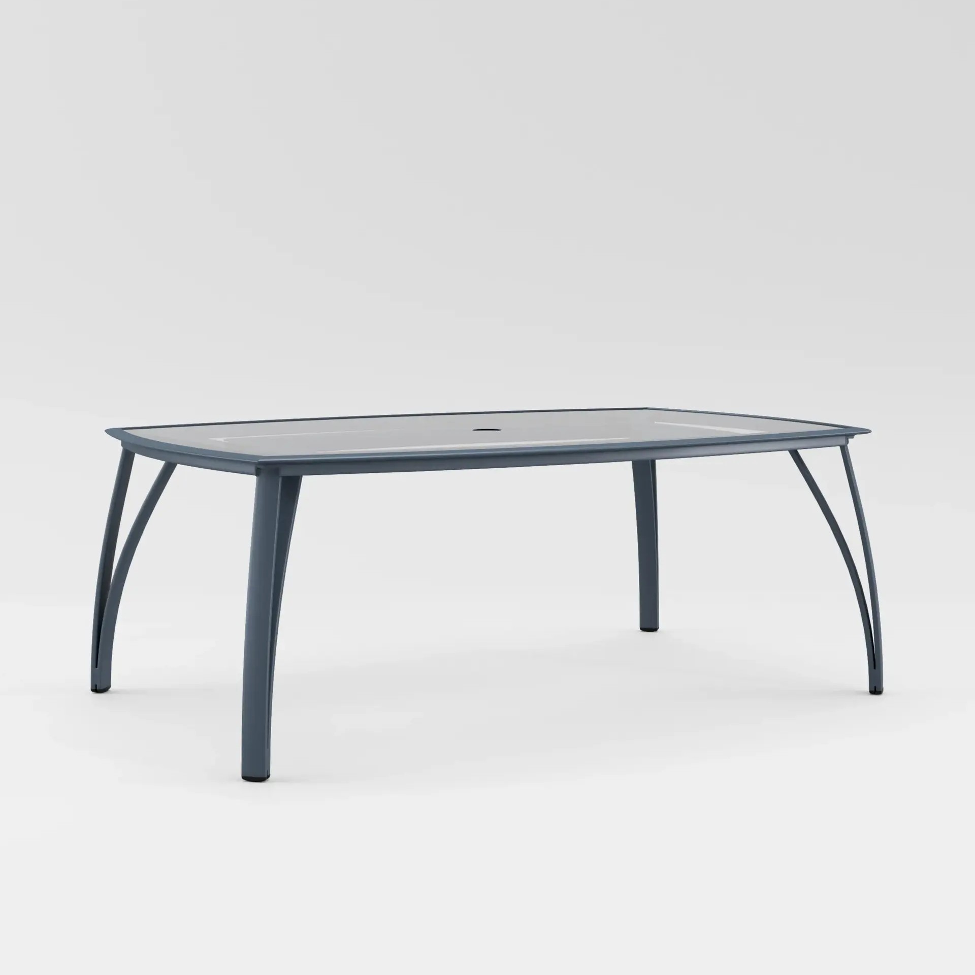 80" Glass-Top Dining Table w/Umbrella Hole