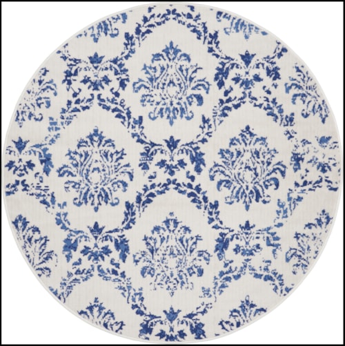 5'  Ivory Navy Round Rug
