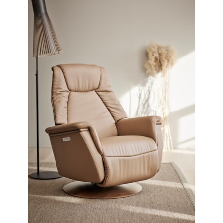 Large Power Recliner with Wood Base