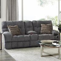 Transitional Power Lay Flat Reclining Loveseat with Console and Cupholders