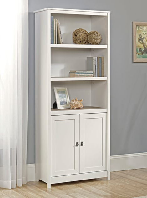 Farmhouse Library Bookcase with Adjustable Shelves