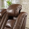 Signature Design by Ashley The Man-Den Power Reclining Sofa with Adj Headrests