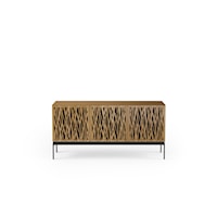 Contemporary 3-Door Storage Console with Wheat Pattern